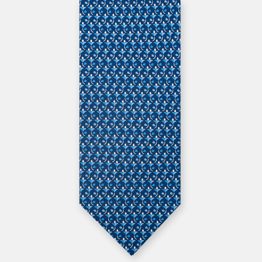 3-Fold Silk Tie, Floral Pattern, Light Blue - JC060094_3 T