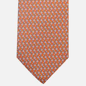 Cravatta 3 pieghe in Seta, Fantasia Floreale, Arancione Chiaro - JC060094_4