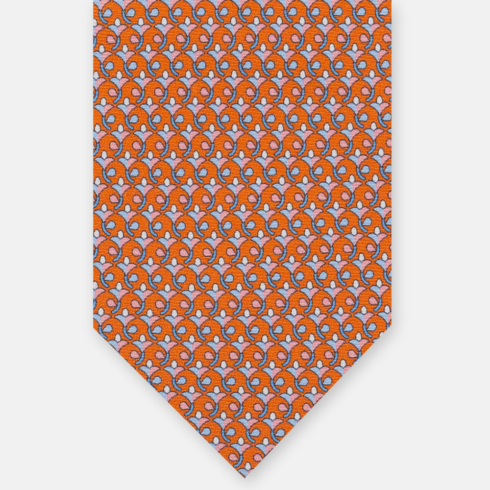 3-Fold Silk Tie, Floral Pattern, Orange - JC060094_4 T