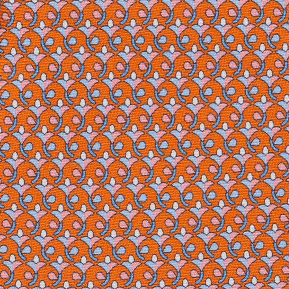 3-Fold Silk Tie, Floral Pattern, Orange - JC060094_4 T