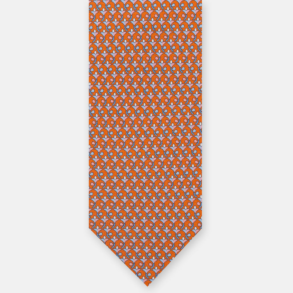 3-Fold Silk Tie, Floral Pattern, Orange - JC060094_4 T