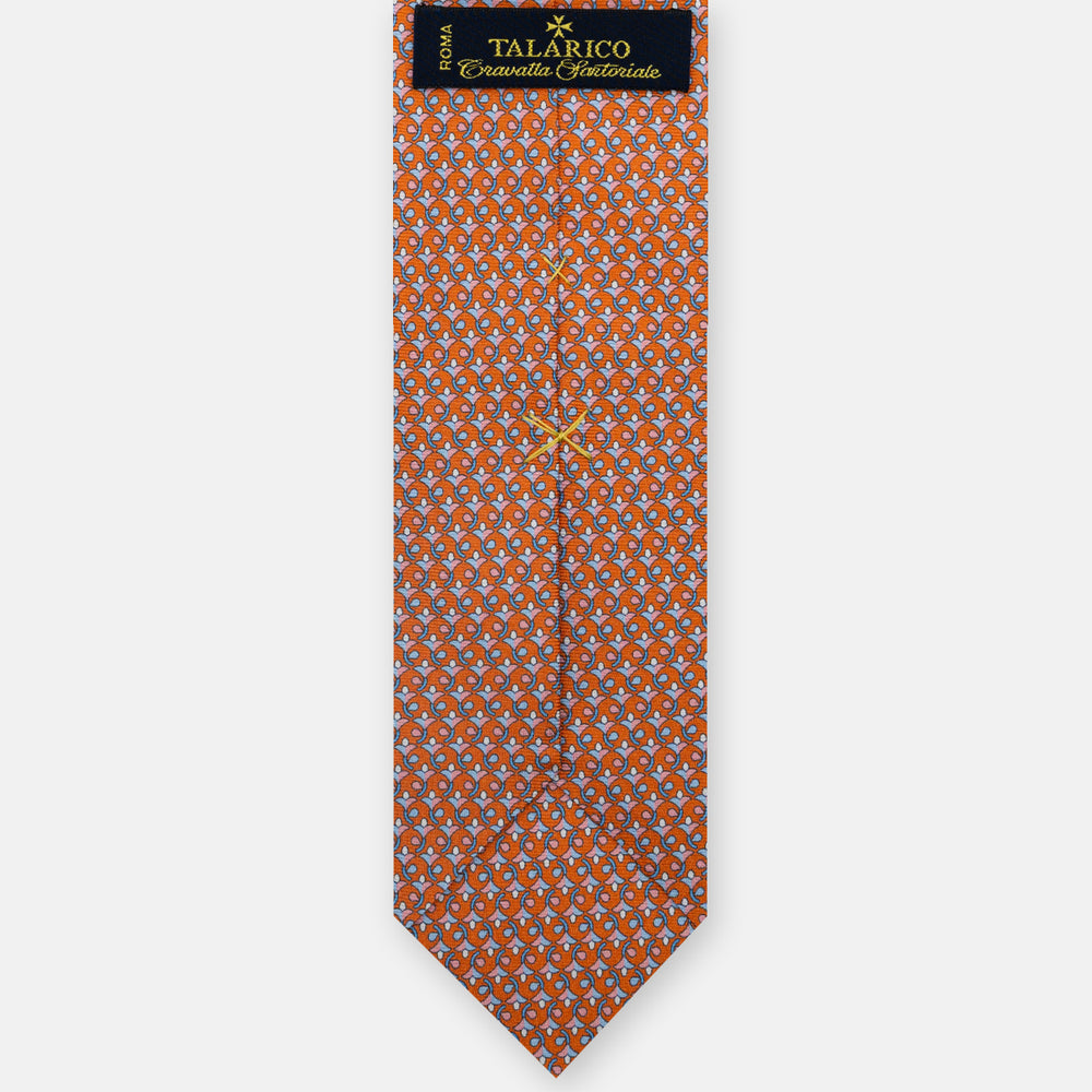 3-Fold Silk Tie, Floral Pattern, Orange - JC060094_4 T