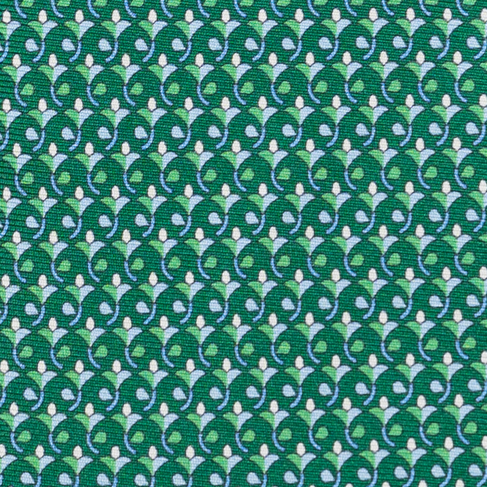 Cravatta 3 pieghe in Seta, Fantasia Floreale, Verde - JC060094_9 T