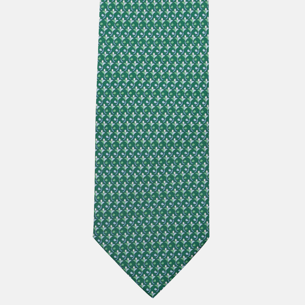 3-Fold Silk Tie, Floral Pattern, Green - JC060094_9