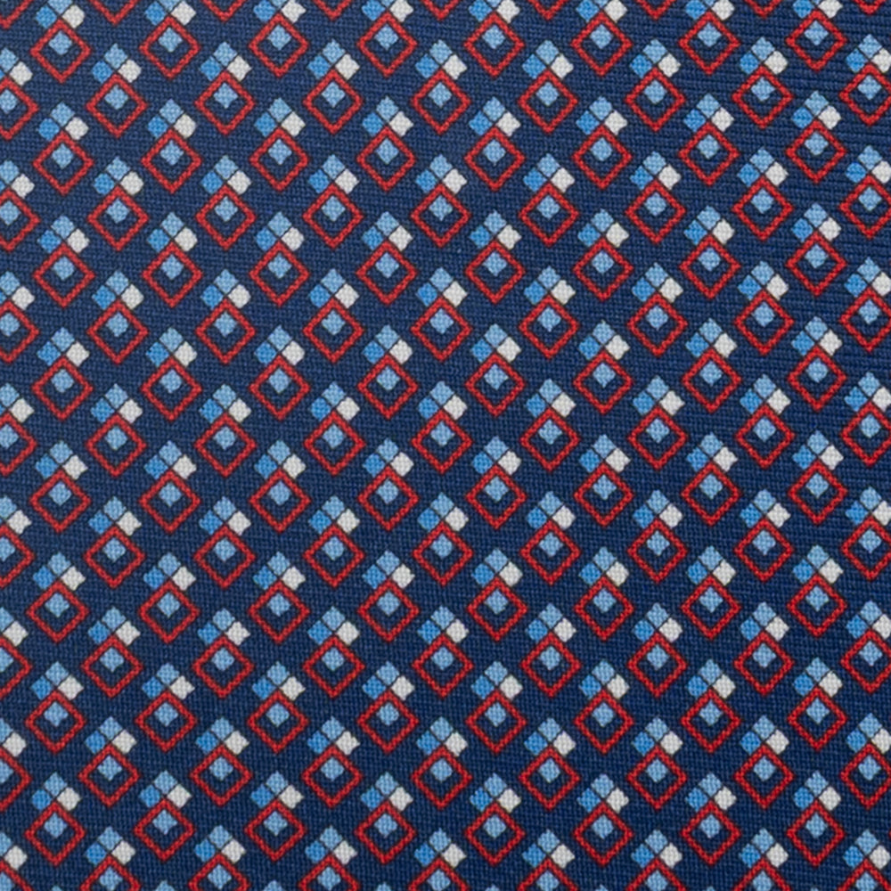 3-Fold Silk Tie, Micro Pattern, Blue and Red - JC060095_1