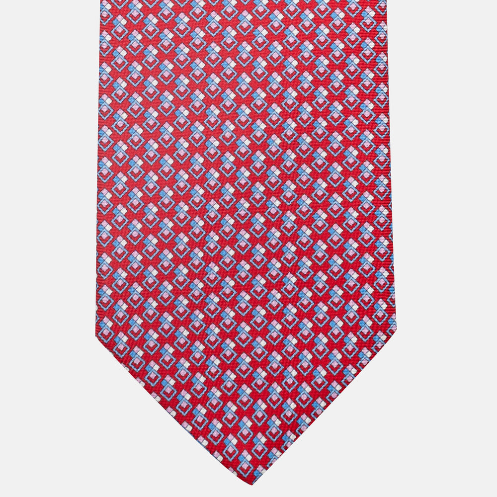 3-Fold Silk Tie, Micro Pattern, Red - JC060095_4