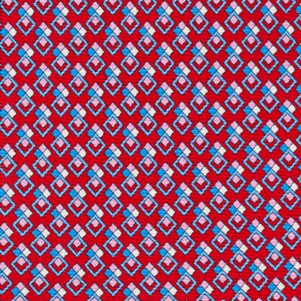 Cravatta 3 pieghe in Seta, Fantasia Geometrica, Rosso - JC060095_4 T