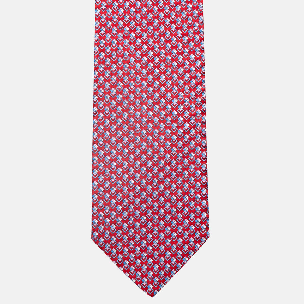3-Fold Silk Tie, Micro Pattern, Red - JC060095_4