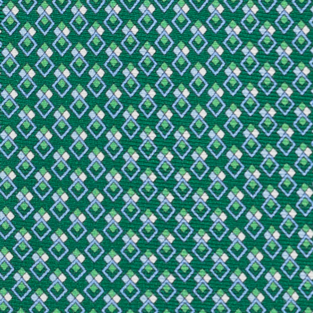 Cravatta 3 pieghe in Seta, Fantasia Geometrica, Verde - JC060095_6 T