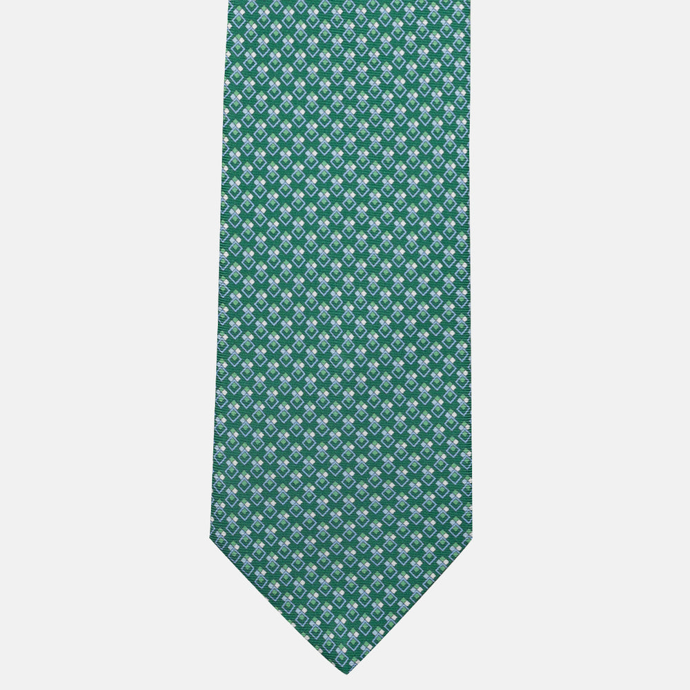 Cravatta 3 pieghe in Seta, Micro Fantasia, Verde - JC060095_6