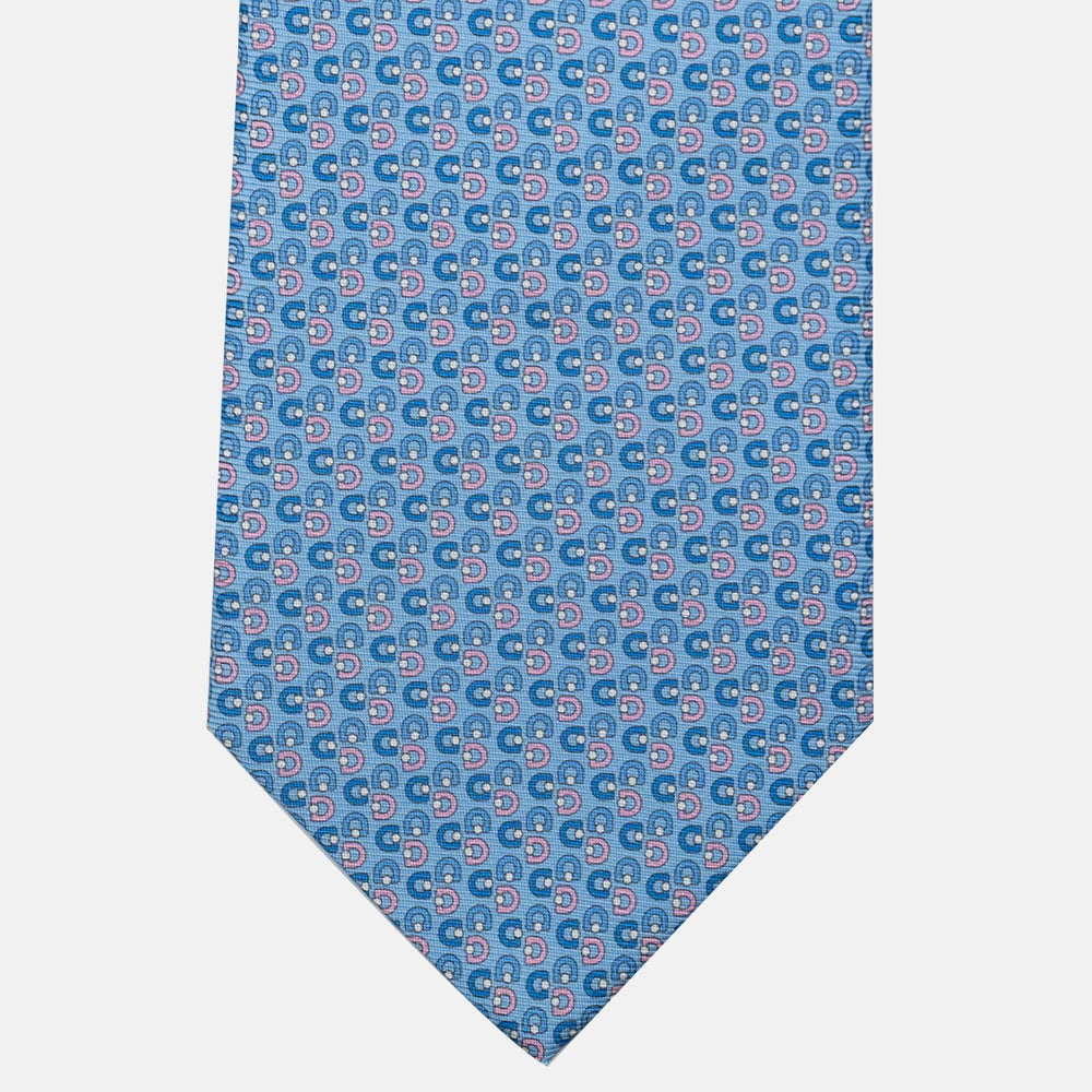 3-Fold Silk Tie, Micro Pattern, Light Blue Pink - JC060099_1