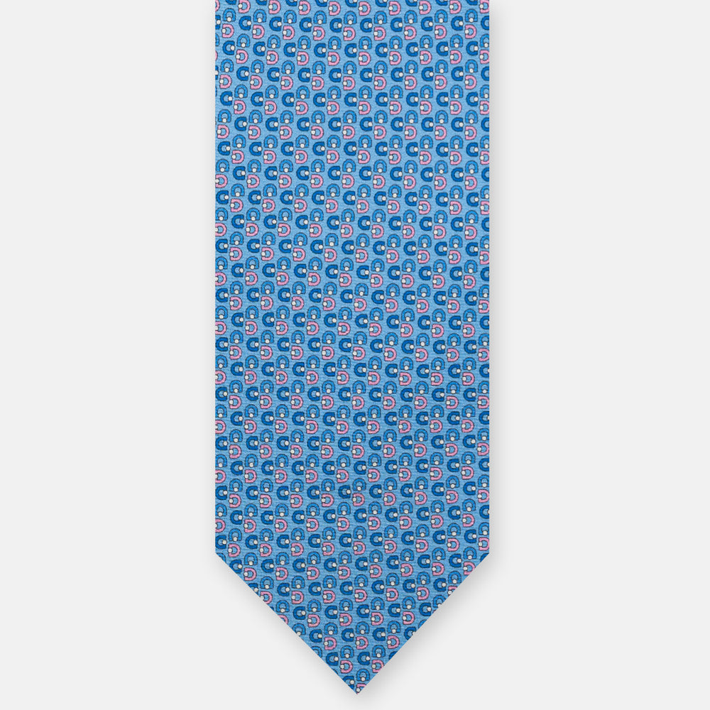 3-Fold Silk Tie, Micro Pattern, Sky Blue Pink - JC060099_1 T