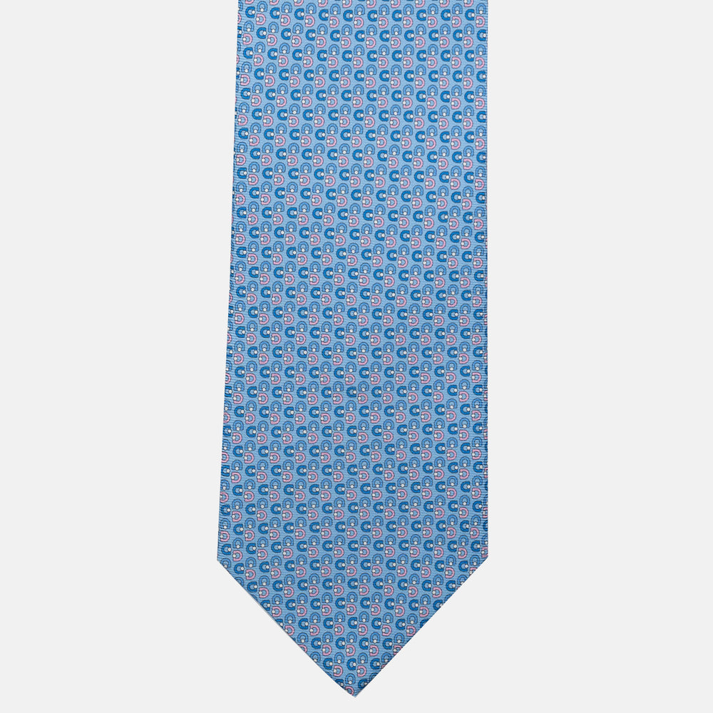 3-Fold Silk Tie, Micro Pattern, Light Blue Pink - JC060099_1