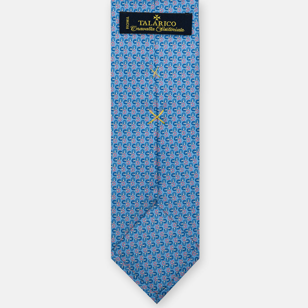 3-Fold Silk Tie, Micro Pattern, Sky Blue Pink - JC060099_1 T