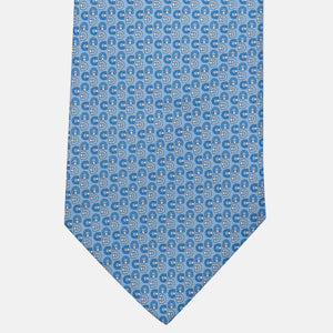 Cravatta 3 pieghe in Seta, Micro Fantasia, Celeste - JC060099_2