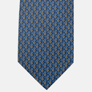 Cravatta 3 pieghe in Seta, Micro Fantasia, Blu Giallo - JC060099_4