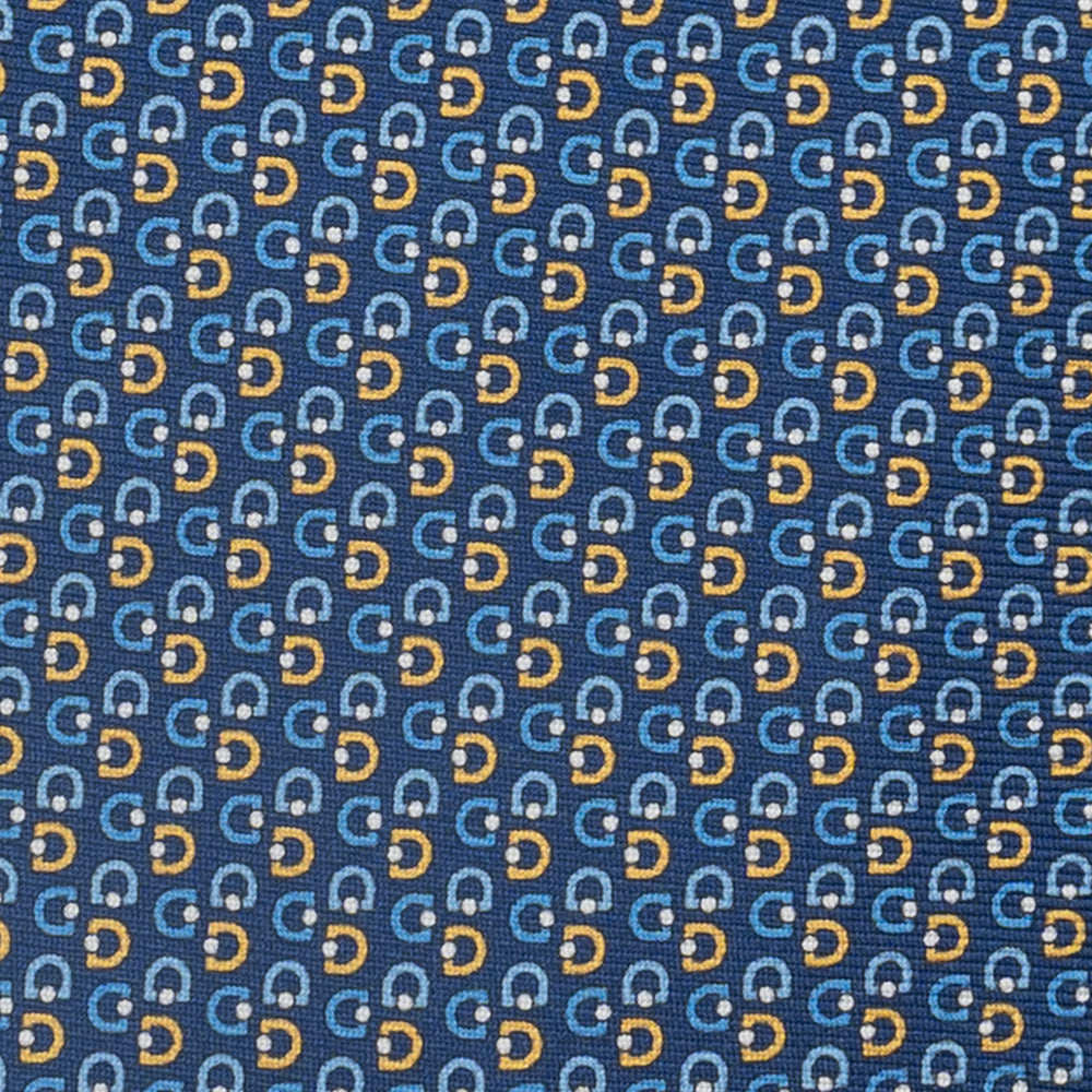 3-Fold Silk Tie, Micro Pattern, Blue and Yellow - JC060099_4