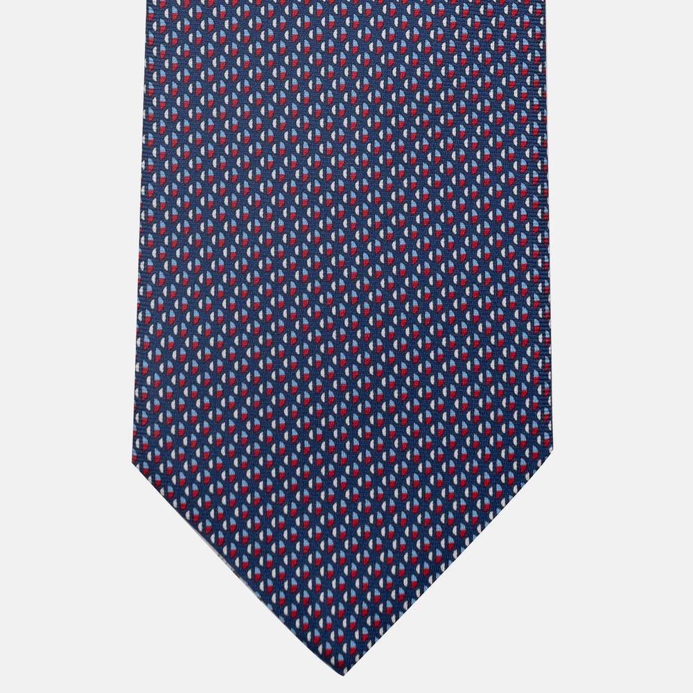 Cravatta 3 pieghe in Seta, Micro Fantasia, Blu Rosso - JC060269_1