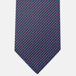 Cravatta 3 pieghe in Seta, Micro Fantasia, Blu Rosso - JC060269_1