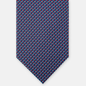 3-Fold Silk Tie, Micro Pattern, Blue Red - JC060269_1 T
