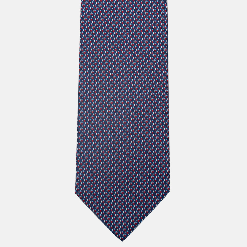 Cravatta 3 pieghe in Seta, Micro Fantasia, Blu Rosso - JC060269_1