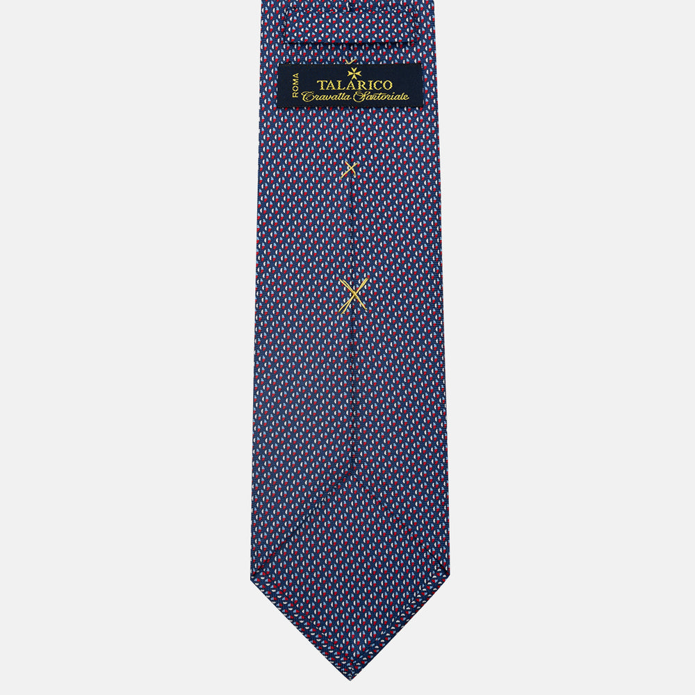 Cravatta 3 pieghe in Seta, Micro Fantasia, Blu Rosso - JC060269_1