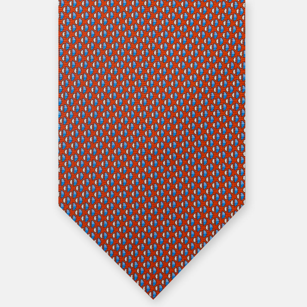 3-Fold Silk Tie, Micro Pattern, Orange - JC060269_3 T