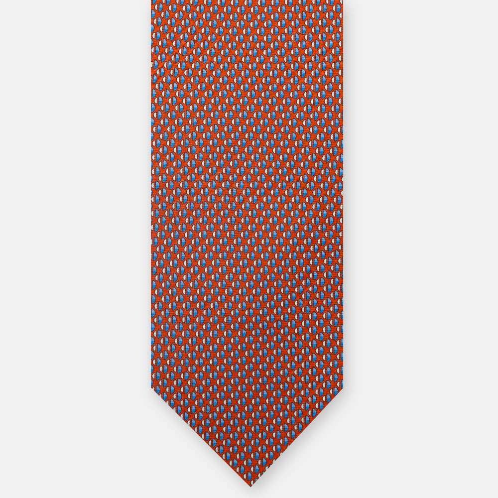 3-Fold Silk Tie, Micro Pattern, Orange - JC060269_3 T