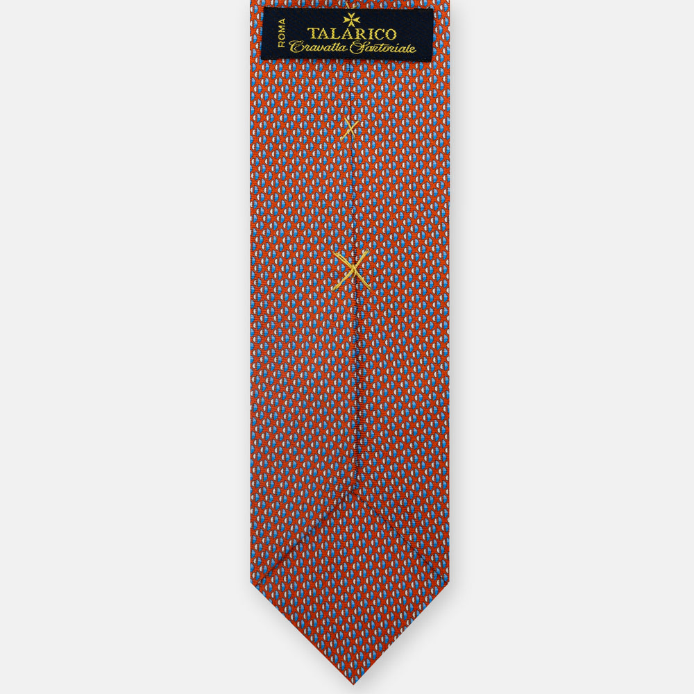 3-Fold Silk Tie, Micro Pattern, Orange - JC060269_3 T