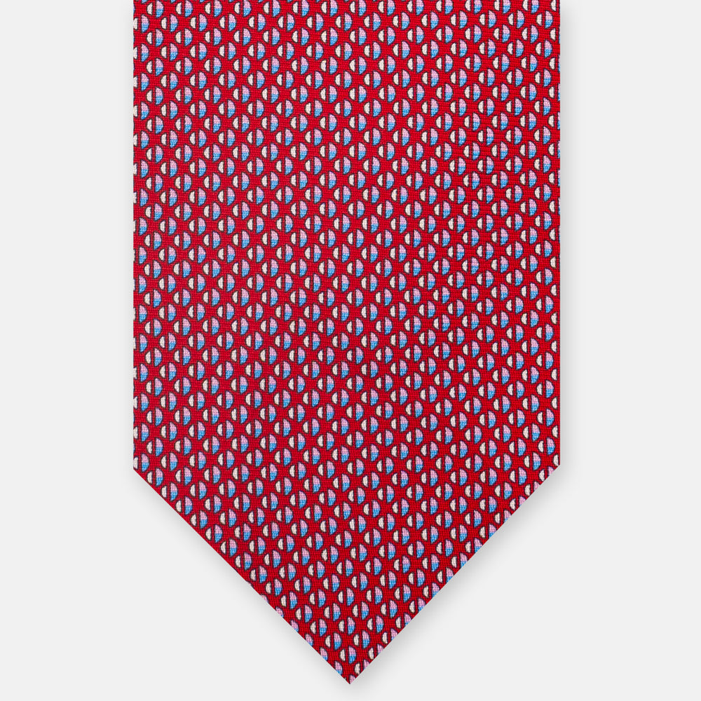 3-fold Silk Tie, Micro Pattern, Red - JC060269_4 T
