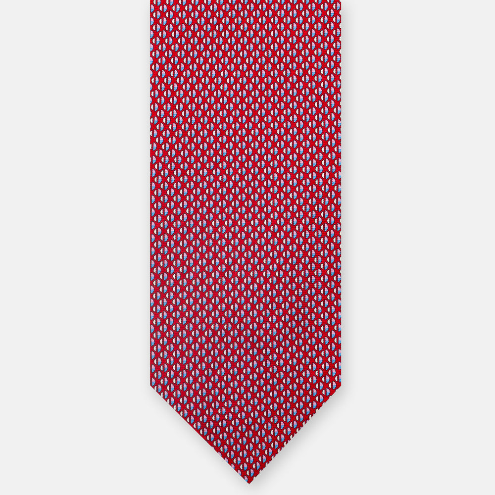 3-fold Silk Tie, Micro Pattern, Red - JC060269_4 T