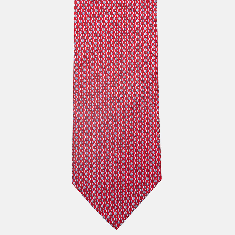 3-Fold Silk Tie, Micro Pattern, Red - JC060269_4