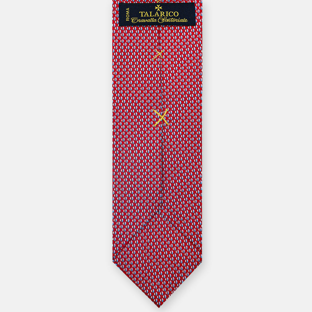 3-fold Silk Tie, Micro Pattern, Red - JC060269_4 T