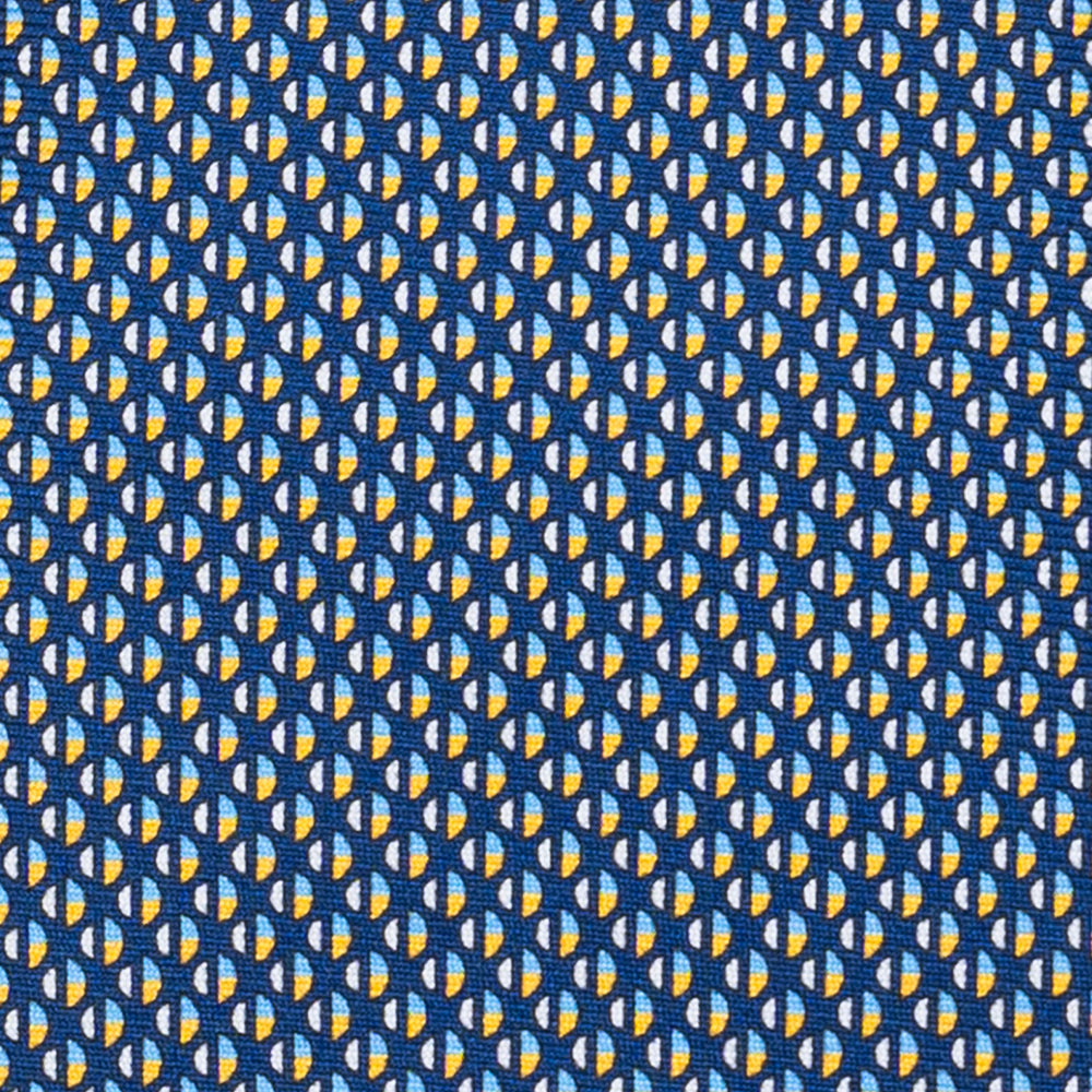 Cravatta 3 pieghe in Seta, Micro Fantasia, Blu Giallo - JC060269_5 T