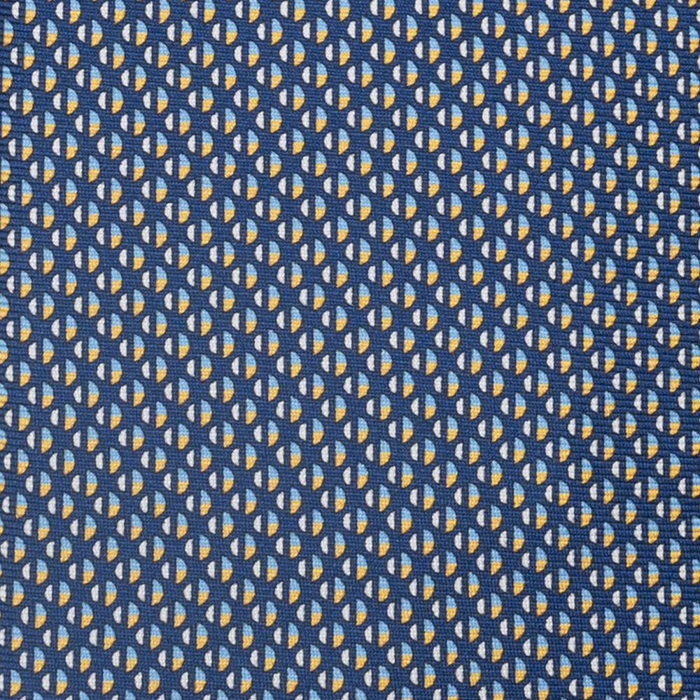 3-Fold Silk Tie, Micro Pattern, Blue and Yellow - JC060269_5