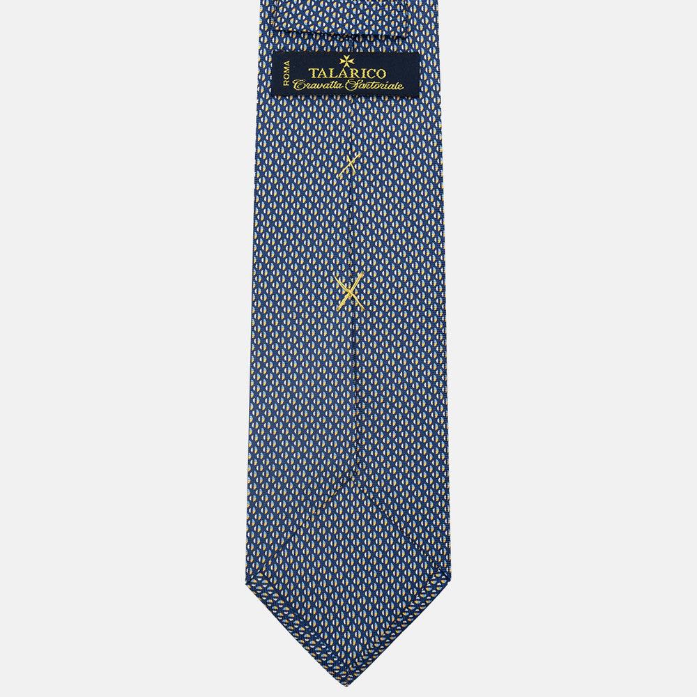 3-Fold Silk Tie, Micro Pattern, Blue and Yellow - JC060269_5
