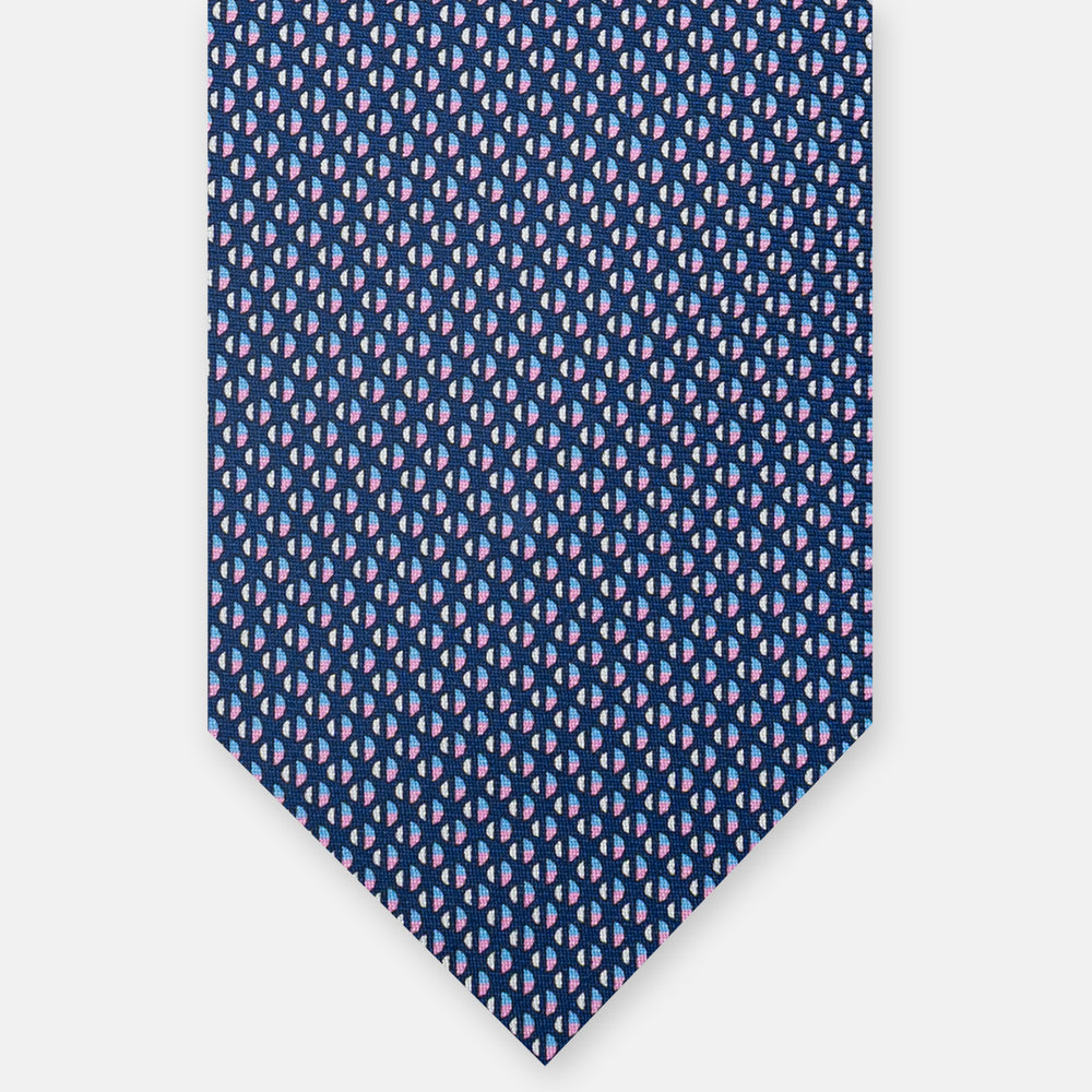 3-Fold Silk Tie, Micro Pattern, Blue Pink - JC060269_6 T