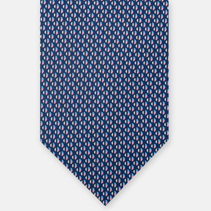3-Fold Silk Tie, Micro Pattern, Blue Pink - JC060269_6 T