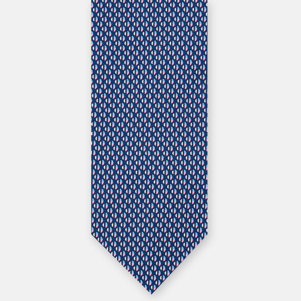 3-Fold Silk Tie, Micro Pattern, Blue Pink - JC060269_6 T
