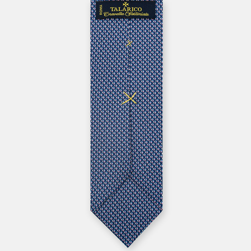 3-Fold Silk Tie, Micro Pattern, Blue Pink - JC060269_6 T