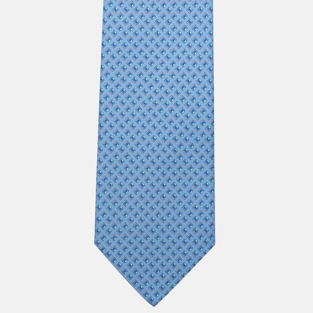 3-Fold Silk Tie, Micro Pattern, Light Blue Pink - JC061849_1