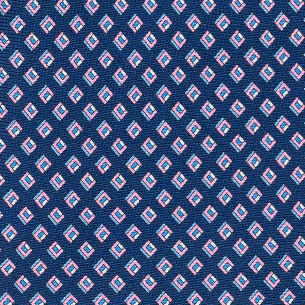 Cravatta 3 pieghe in Seta, Micro Fantasia, Blu Rosa - JC061849_3 T