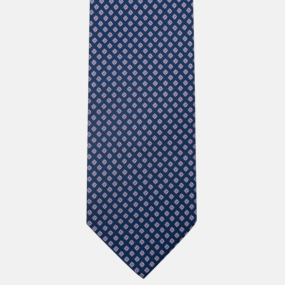 3-Fold Silk Tie, Micro Pattern, Blue Pink - JC061849_3
