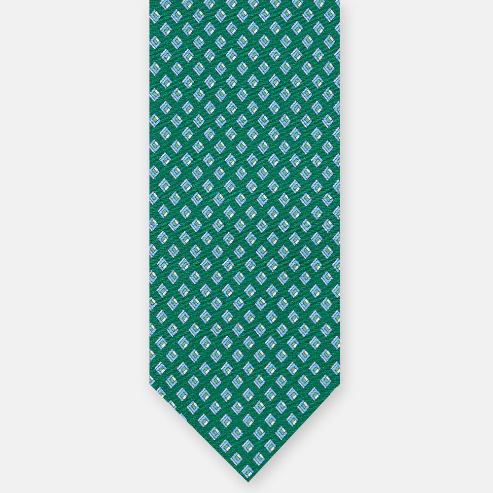 3-fold Silk Tie, Micro Pattern, Green - JC061849_4 T