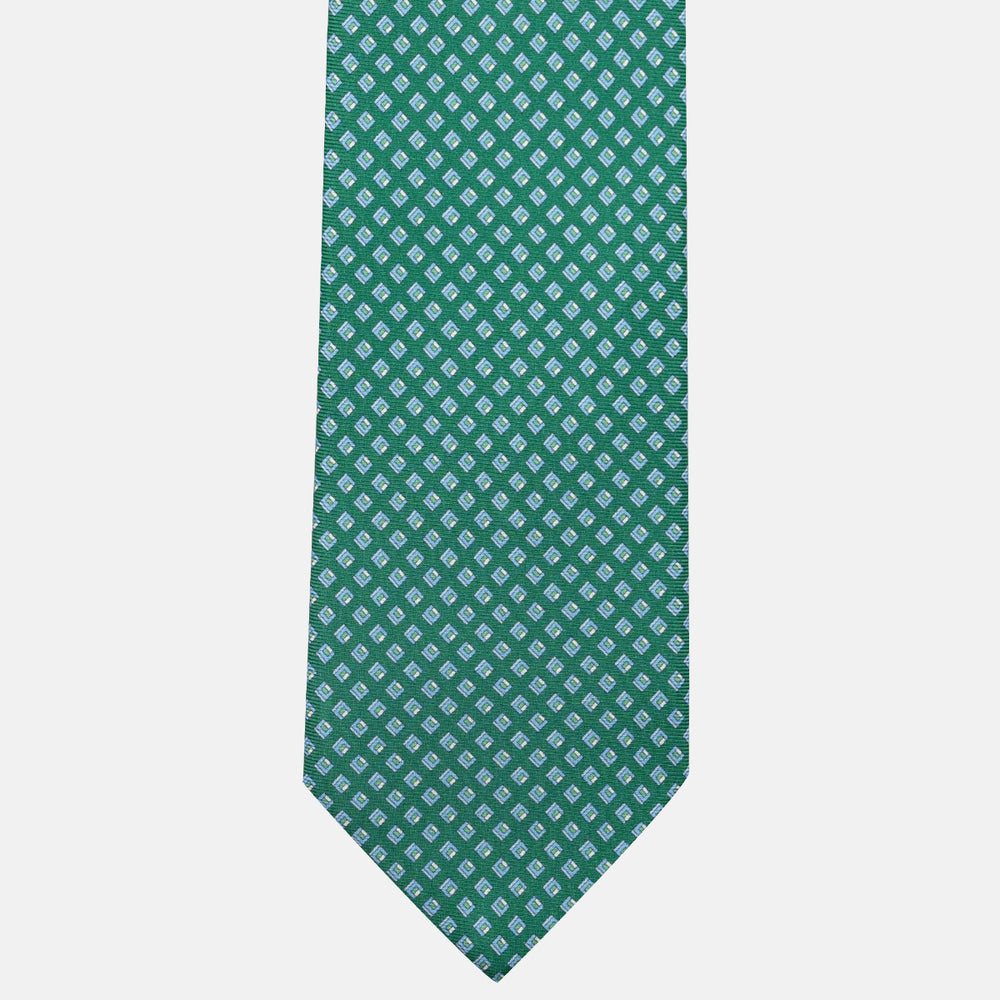 Cravatta 3 pieghe in Seta, Micro Fantasia, Verde - JC061849_4