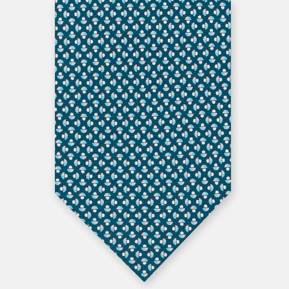 3-Fold Silk Tie, Mushroom Pattern, Teal - JC061859_1 T