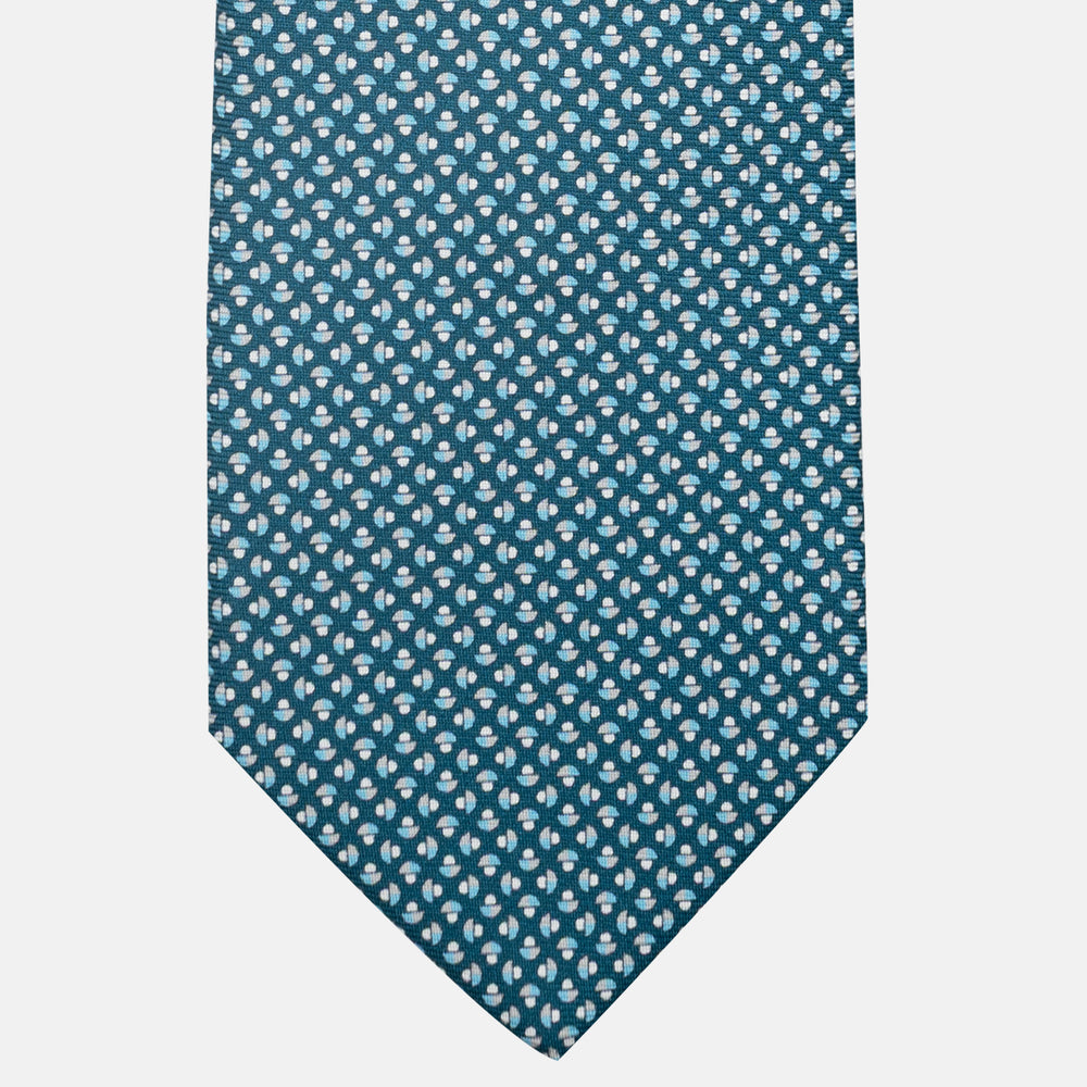 3-Fold Silk Tie, Mushroom Pattern, Teal - JC061859_1