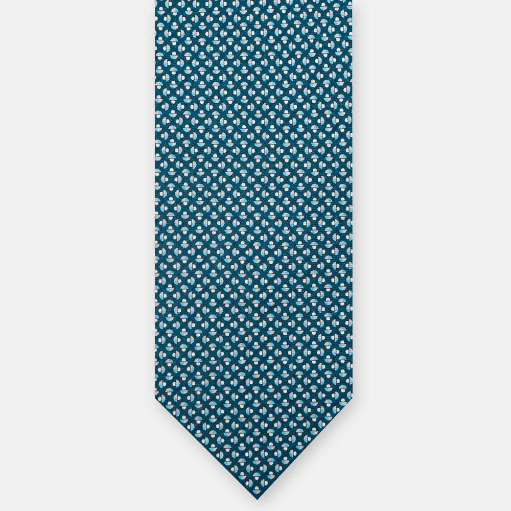 3-Fold Silk Tie, Mushroom Pattern, Teal - JC061859_1 T