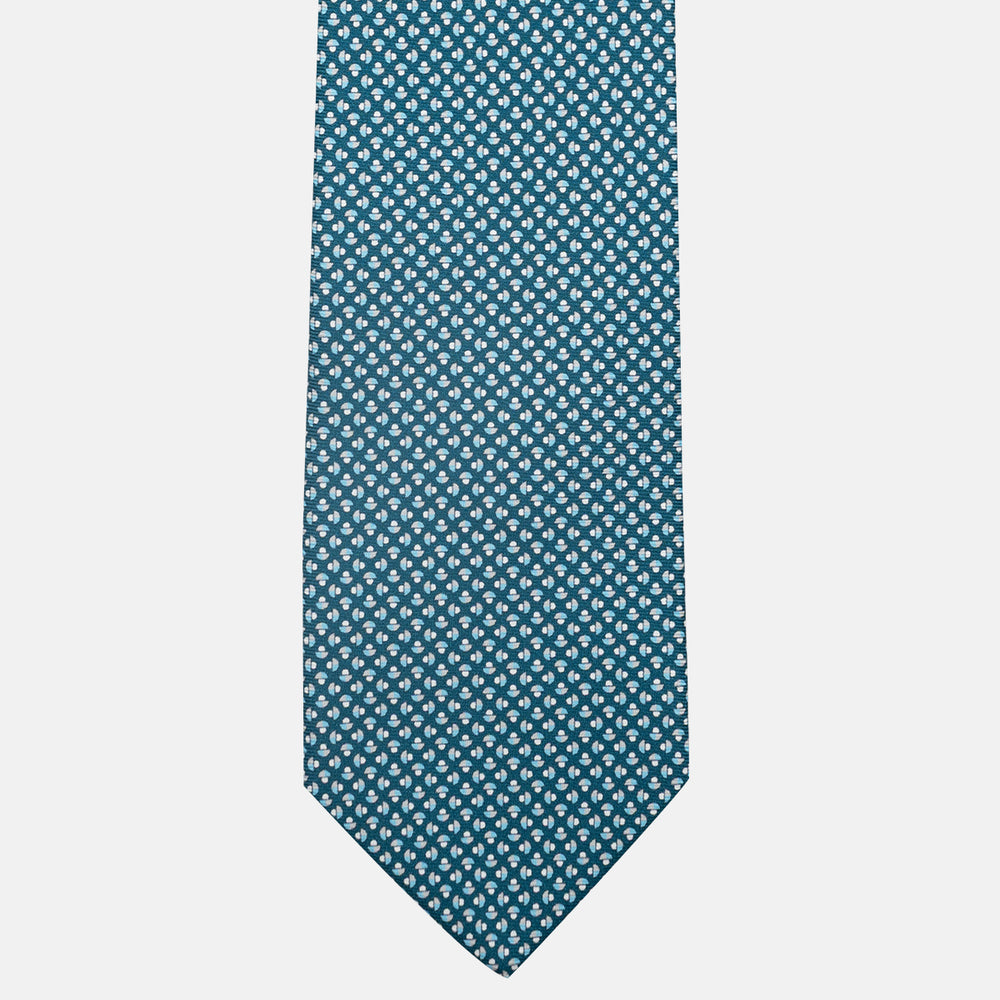 3-Fold Silk Tie, Mushroom Pattern, Teal - JC061859_1