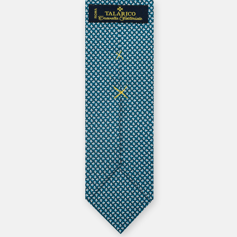 3-Fold Silk Tie, Mushroom Pattern, Teal - JC061859_1 T